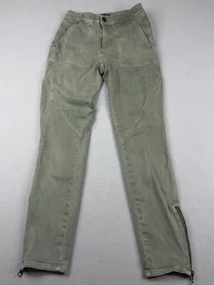AYR Pants Womens 2 Sage Green Moto Utility Slim Ankle Zip Stretch Cotton thumbnail 1