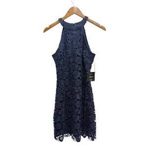 Lulus Love Poem Navy Blue Halter Neck Lace Mini Dress in Medium NWT thumbnail 2