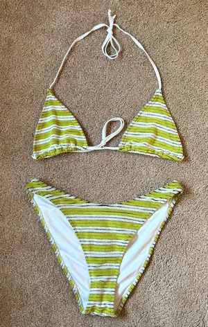 Green striped bright swimwear bikini thumbnail 1