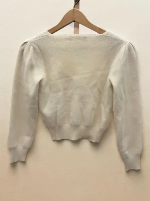 ASTR the Label Cream Ribbed Sweetheart Neck Ruched Bust Sweater Size‎ M thumbnail 2