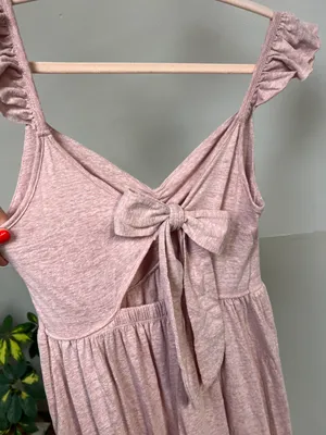 Heather Pink Soft Cotton Sweetheart Boho Maxi Dress thumbnail 5