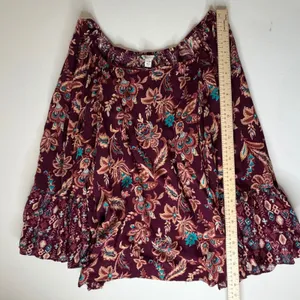 Cato Boho Floral Peasant Bell‎ Sleeve Blouse Size 22/24W Burgundy Lightweight thumbnail 8