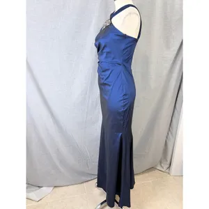 David Meister Sapphire Blue Jewel Embellished‎ Halter Mermaid Gown 4 thumbnail 7
