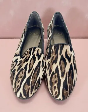 Stuart Weitzman Pony Hair Animal Print‎ Slip On Loafers Women's 5.5 Quiet Luxury thumbnail 1