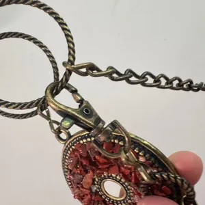 Vintage Red Stone Medallion Chain Belt Antique Brass Boho Statement Accessory thumbnail 5