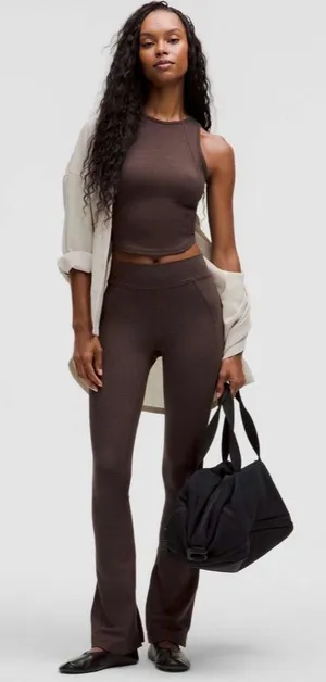 Lululemon SET Suede Tank Top & Leggings Dark Espresso Size 4 Retails $158 thumbnail 1