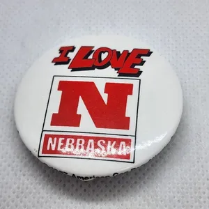Vintage I Love N Nebraska Button Pin Red thumbnail 1