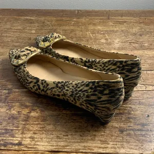 Stuart Weitzman‎ leopard print ballerina flats gold buckles 7N thumbnail 5