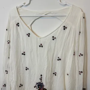 Free People Embroidered Oxford Mini Dress Size Large White Beach Boho thumbnail 4