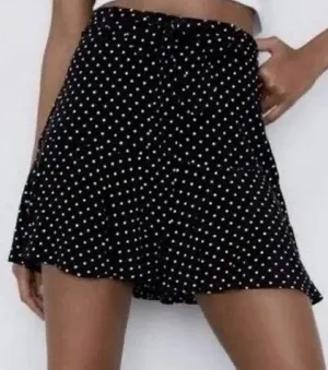 Zara Polka Dot Mini Skort Black and White tie belt size M thumbnail 1