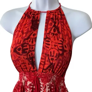 Free People Beach Day Dress Tribal Print Bohemian Coastal Resort Travel S thumbnail 3