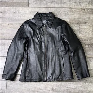Gino Quality Leather Elegant Black Ladies Jacket Size L thumbnail 2