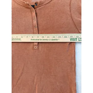 Aerie Henley Top Womens Small Orange Waffle Knit Long Sleeve Thermal Shirt thumbnail 5