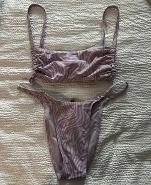 Kendall & Kylie Purple Zebra Print Bikini thumbnail 1