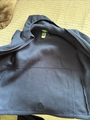 L.L bean navy polar fleece hoodie zip up jacket small med thumbnail 14