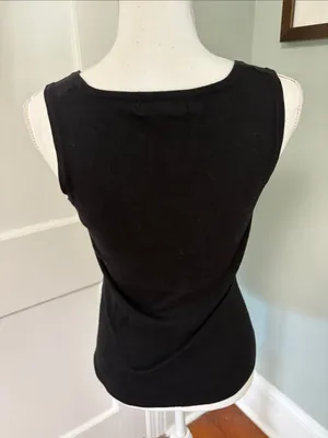August Silk Classic Black Tank Top Cotton Blend Size Small thumbnail 4