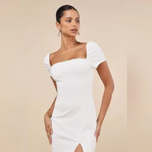 LULU’S Magnificent Impression White Square Neck Short Sleeve Maxi Dress thumbnail 3