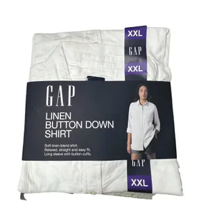 Gap Linen Button Down Shirt Women White Long Sleeve Relaxed Fit - XXL thumbnail 1