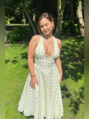 House of CB Solada Ivory Vintage Floral Print Georgette Halter Sundress XL thumbnail 4