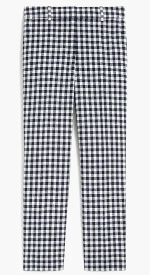 J. Crew Holland Gingham Pants Navy White Linen Cotton Blend‎ Crop Size 6 thumbnail 1