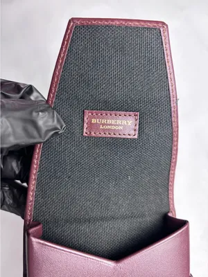 Authentic Burberry London Nova Check Burgundy Leather Case Made in Italy vintage thumbnail 6