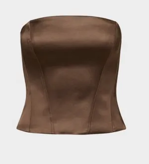 Castle Satin Aritzia Bustier Brown thumbnail 1