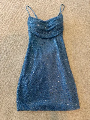 Blue Homecoming Dress Macy's Sparkly thumbnail 2