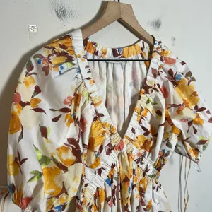 ABERCROMBIE- Poplin Puff Sleeve Mini Dress Floral Size S thumbnail 3