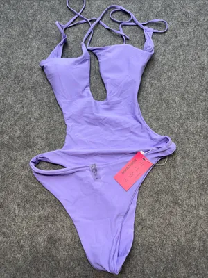 HYPERFIRE Sexy Criss Cross Halter Cut Out Backless Monokini Swimsuits thumbnail 1