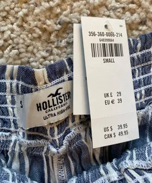Hollister Womens S Elastic Waist Ultra High Rise Pants Navy White Resort Cruise thumbnail 4