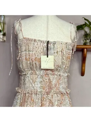 New with Tags Dress Forum Cream and Tan Patterned Maxi Dress thumbnail 6