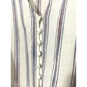 Madewell Agency Button Front Top in Sarasota Stripe Ivory Size Medium Tie Hem thumbnail 7