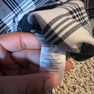 Talbots Women XL Black White Plaid Metallic Button Down Shirt Long Sleeve Cotton thumbnail 3