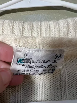Vintage Kmart Women's Size Medium Cardigan Sweater Cream White Collared Pockets thumbnail 8