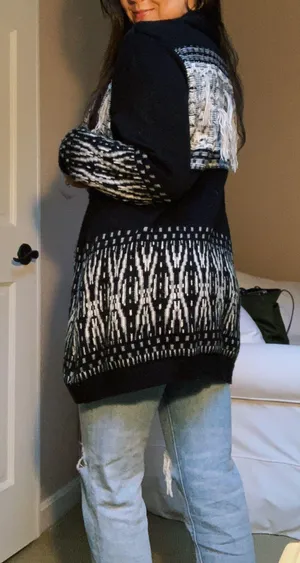 Style & Co Long Black Fringe Cardigan thumbnail 3