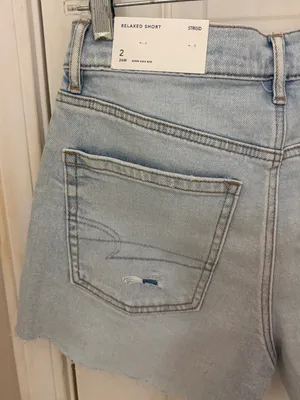NWT!! American Eagle Super High Rise Relaxed Strigid Distressed Short thumbnail 8