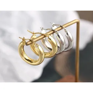 Large Tubular 18k White Gold Filled Hoop Earrings,‎ 30mm thumbnail 7