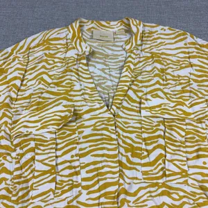 Maeve By Anthropologie Tunic Blouse Womens M Yellow Animal Print V-Neck Dolman thumbnail 4