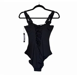 TA3 Lifty One Piece Swimsuit Black Corset Lace Up Sculpting Small NWT thumbnail 7