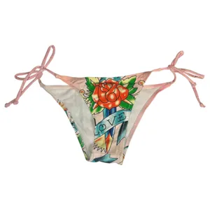Ed Hardy Vintage 90s Love Floral Tattoo String Triangle Bikini Set Size Small thumbnail 4