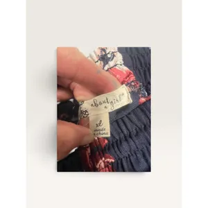 About a Girl Womens XL Floral Jogger Pants Navy Pink Striped Boho Casual thumbnail 4
