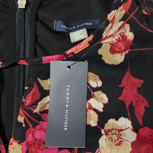 Tommy Hilfiger Black and Reddish Pink Floral Long Sleeve Dress metallic NWT thumbnail 6