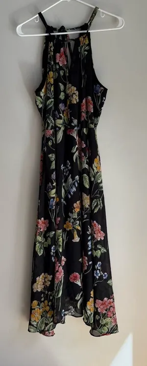 Nicole Miller Black Floral Maxi Dress thumbnail 1