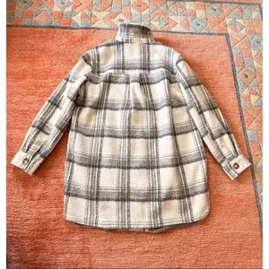 Wonderly Plaid Shacket Jacket XL Gray Cream Wool Blend Lined Button Front thumbnail 7
