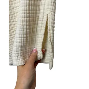 Daise Wide Leg Gauze Pants Women XL Ivory Natural UPF 50+ Organic Cotton Resort thumbnail 7