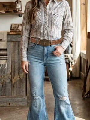Western Bull Head Buckle Unisex‎ Belt Vintage Embossed Brown PU Leather Belt thumbnail 2