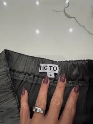 Tic Toc Women's Slate Gray Cargo Joggers with Elastic Ankles thumbnail 2