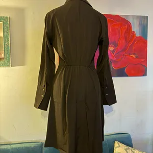 SPANX Carefree Crepe Collared Shirt Dress Black Sz XS NWT $198 thumbnail 4