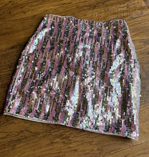superdown Pink Iridescent Sequin Mini Skirt XS thumbnail 1