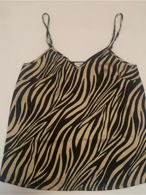 J. Crew Women's Black and Tan Zebra Print Cami Size 00 thumbnail 1